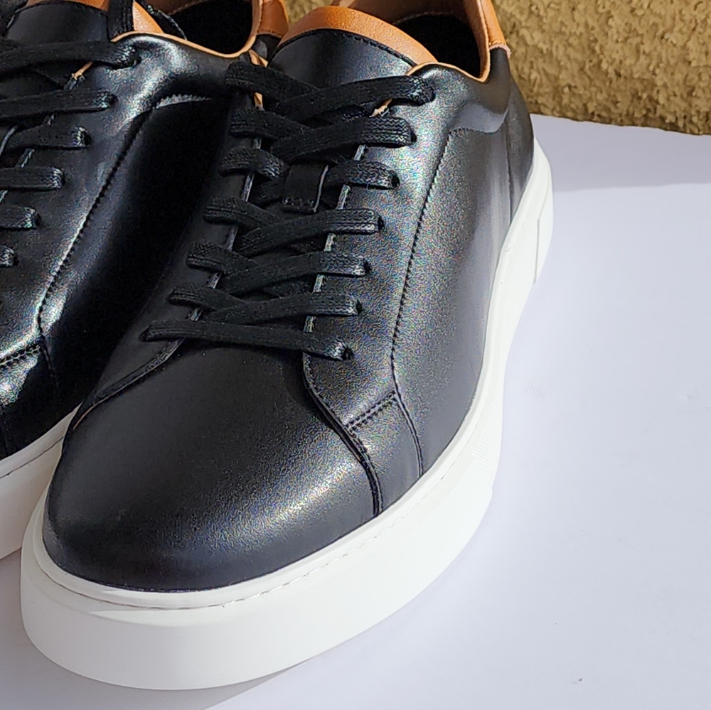 Alipasinm Men's Black Leather Business Casual Sneakers Shoes Size 13 - Picture 7 of 11